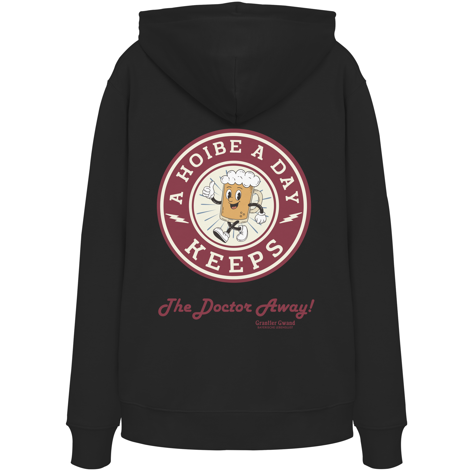 A Hoibe a Day Biermaskottchen - rote Variante - Backprint  - Hoodie