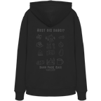 Schwarzer Hoodie mit Backprint „Host ois dabei“ – bayerischer Outdoor Hoodie mit Wander-, Camping- und Bergsport-Motiv von Grantler Gwand.