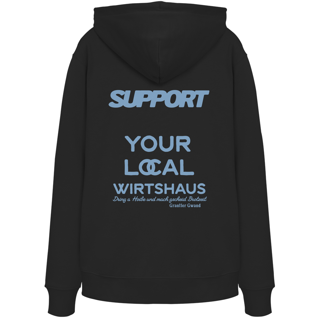Support your local Wirtshaus - blaue Variante - Backprint - Hoodie