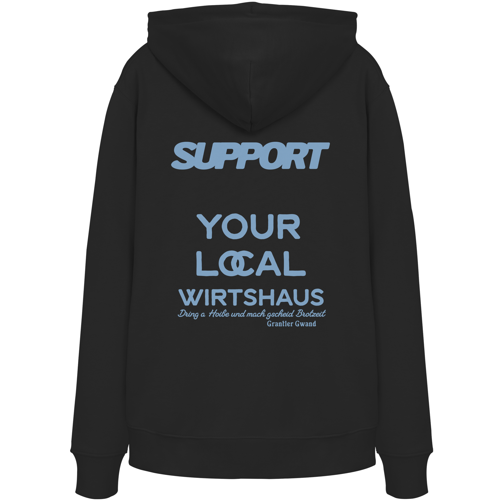 Support your local Wirtshaus - blaue Variante - Backprint - Hoodie
