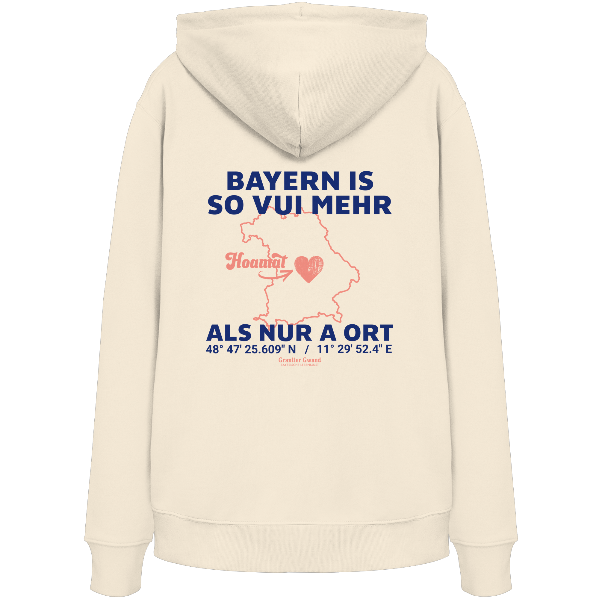Bayern im Herzen - blaue Variante - Backprint - Hoodie