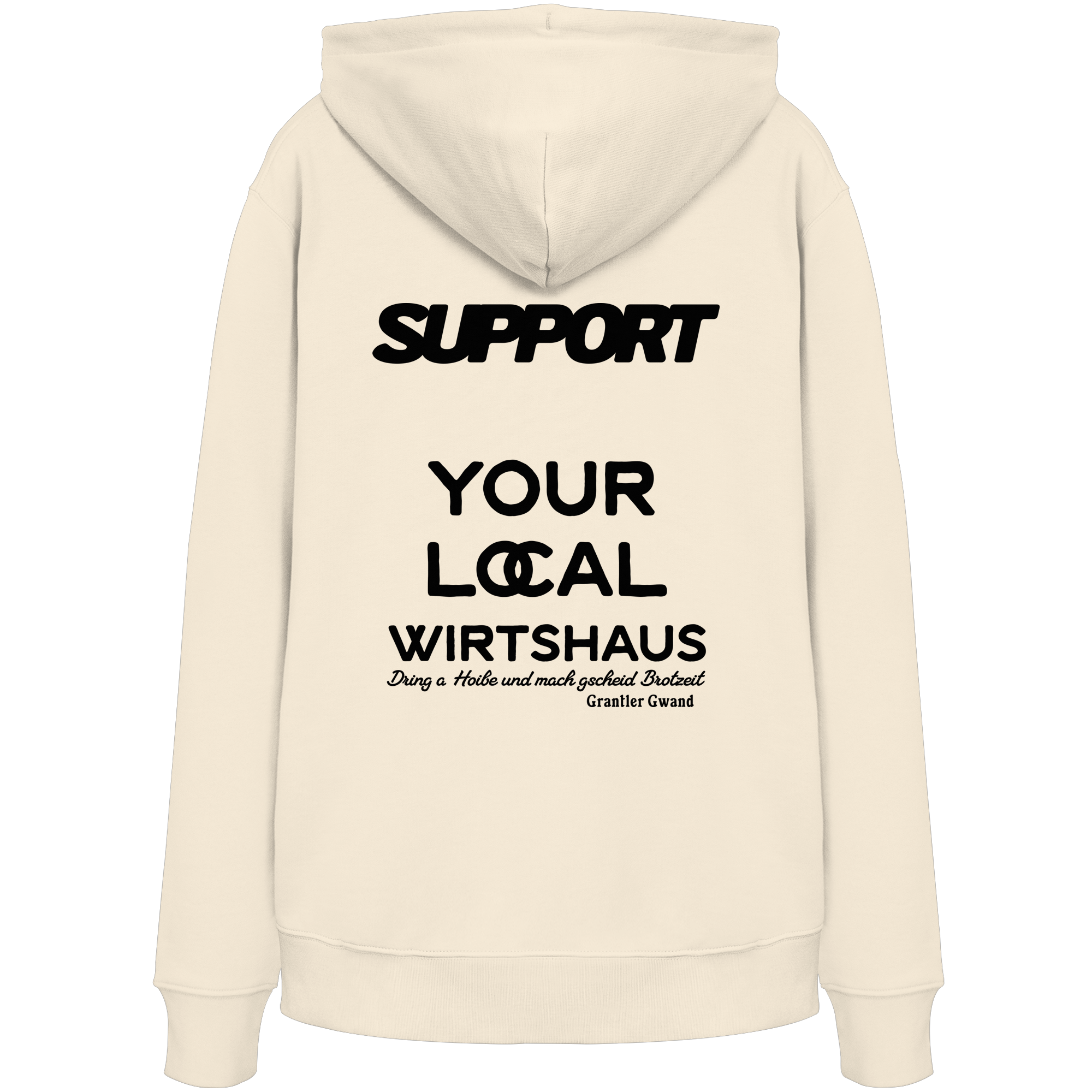 Support your local Wirtshaus - schwarze Variante - Backprint - Hoodie