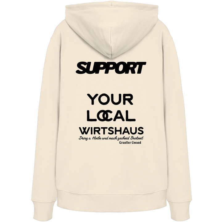 „Beiger Unisex Hoodie mit schwarzem Backprint &