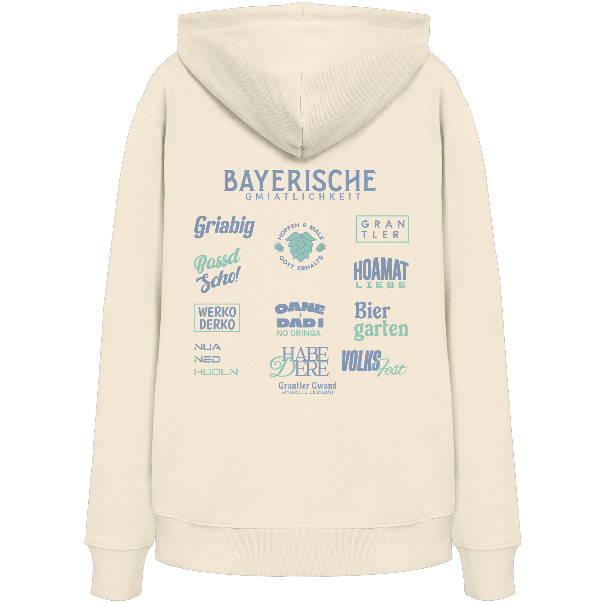 Bayerische Gmiatlichkeit - grüne Variante - Backprint - Hoodie
