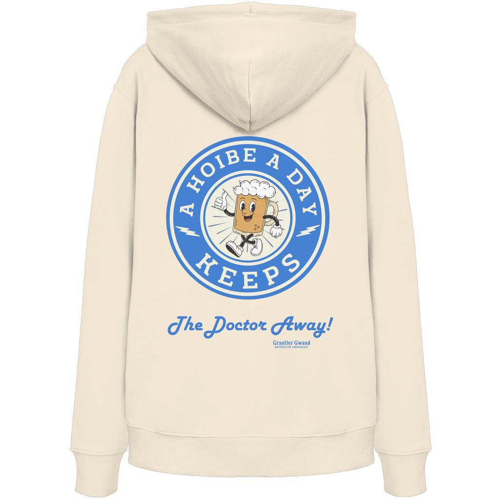 A Hoibe a Day Biermaskottchen - blaue Variante - Backprint - Hoodie