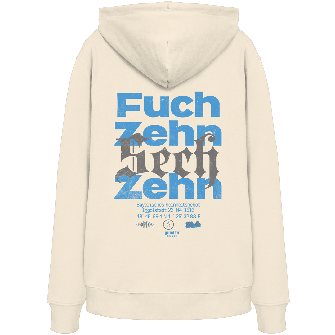 Fuchzehnsechzehn - blaue Variante - Backprint - Hoodie