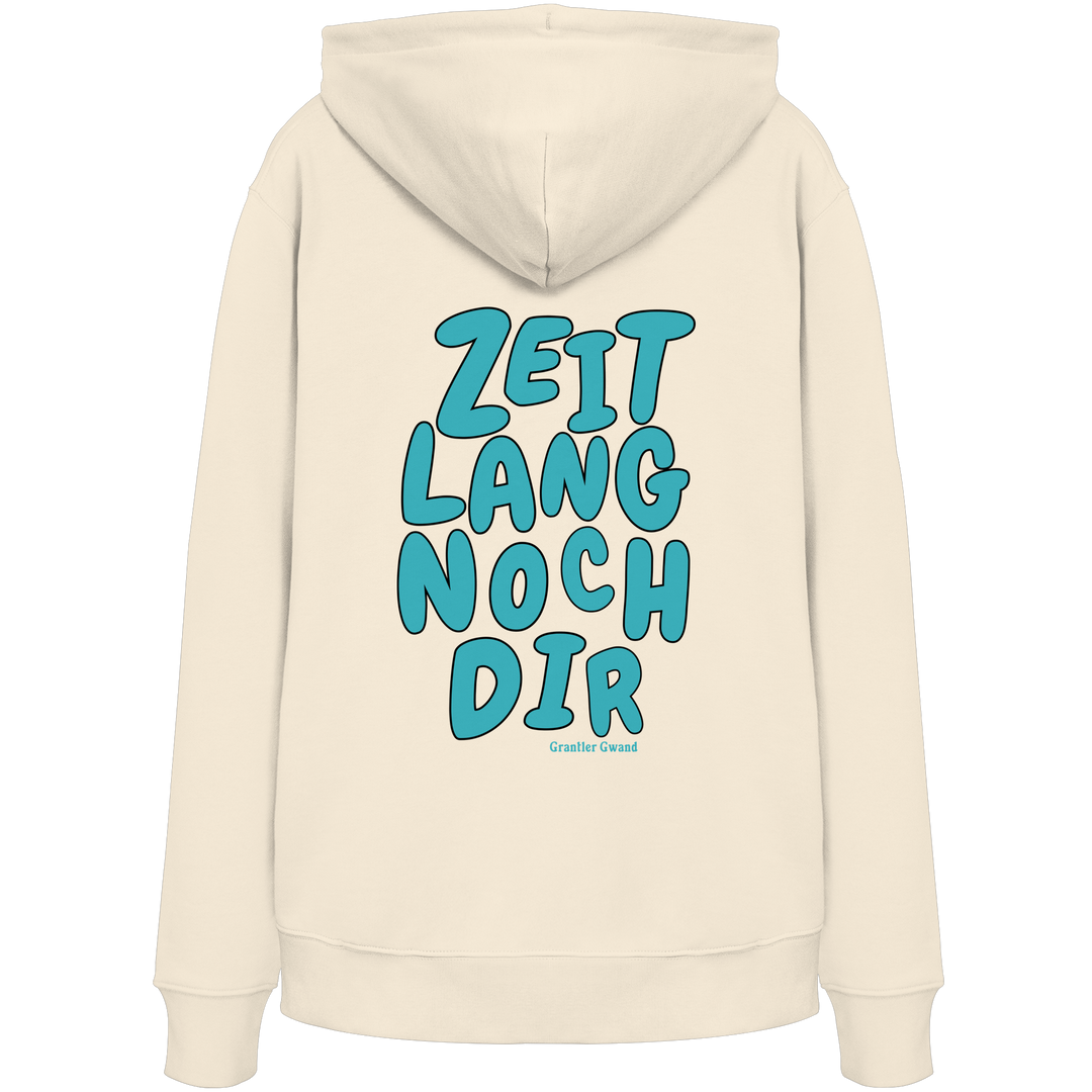 „Beiger Unisex Hoodie mit großem, grünem Backprint &