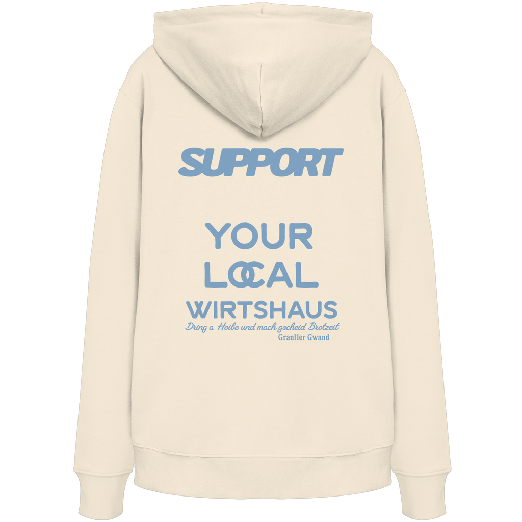 Support your local Wirtshaus - blaue Variante - Backprint - Hoodie