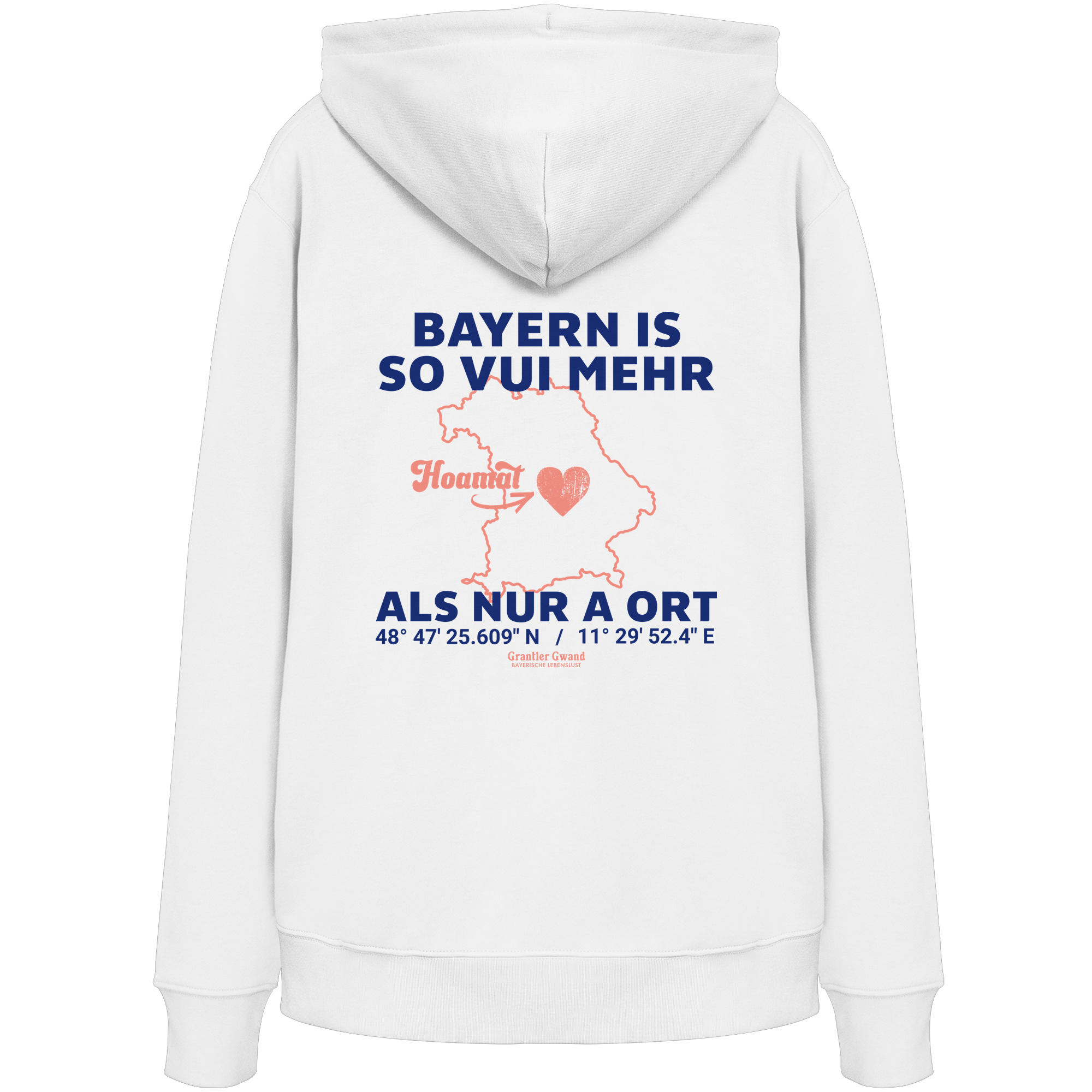 Bayern im Herzen - blaue Variante - Backprint - Hoodie