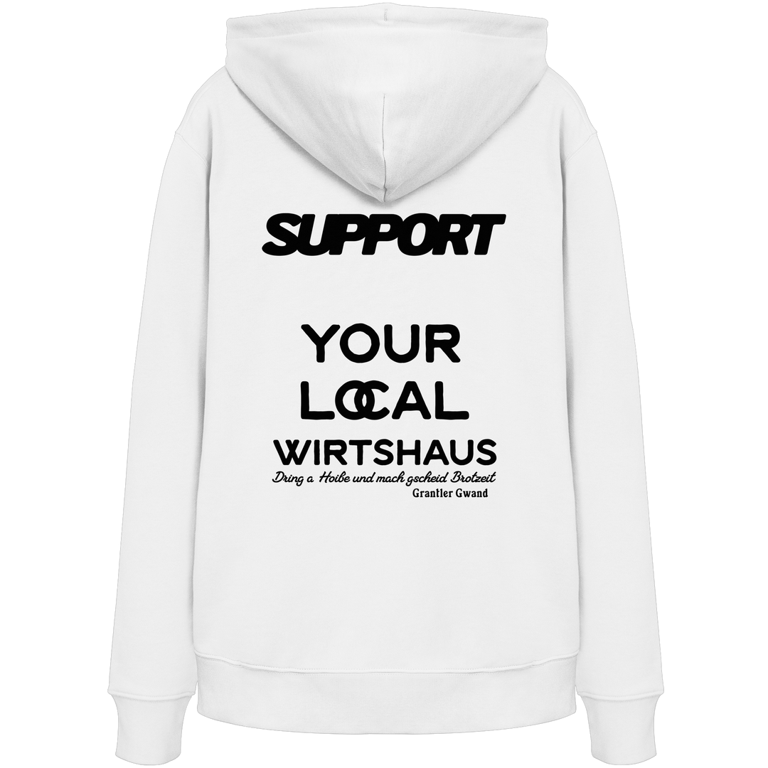 „Weißer Unisex Hoodie mit schwarzem Backprint &