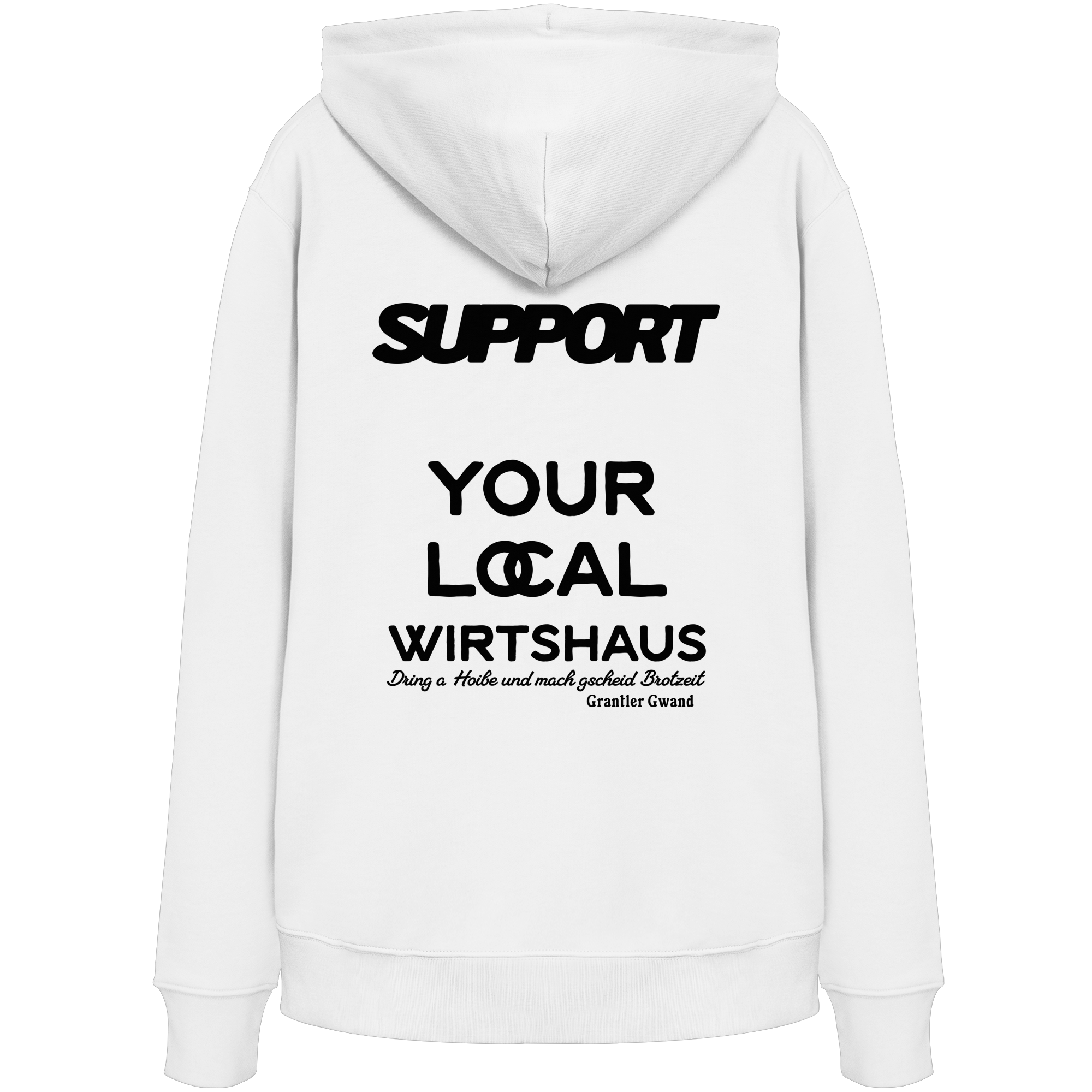 Support your local Wirtshaus - schwarze Variante - Backprint - Hoodie