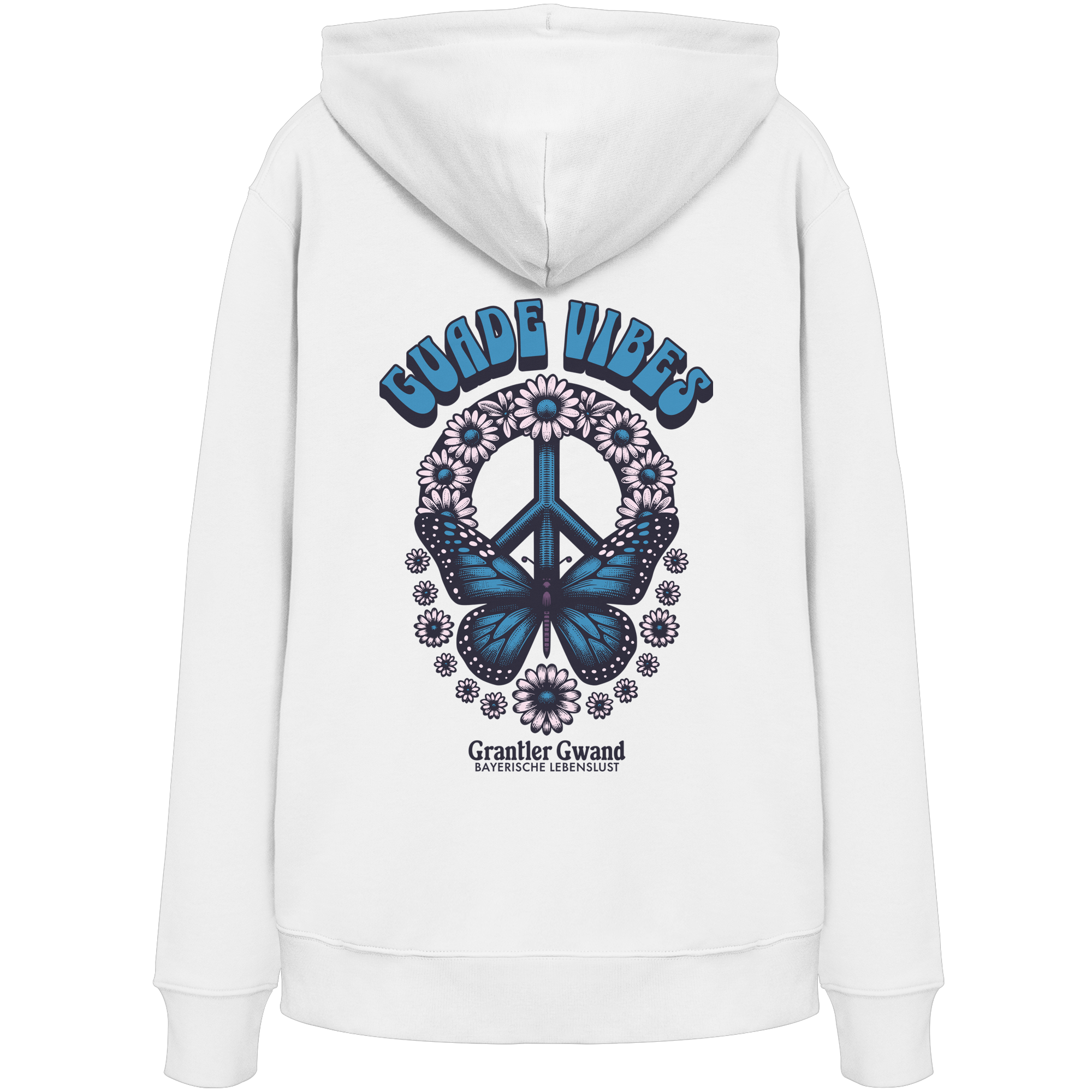 Guade Vibes Schmetterling - blaue Variante - Backprint - Hoodie