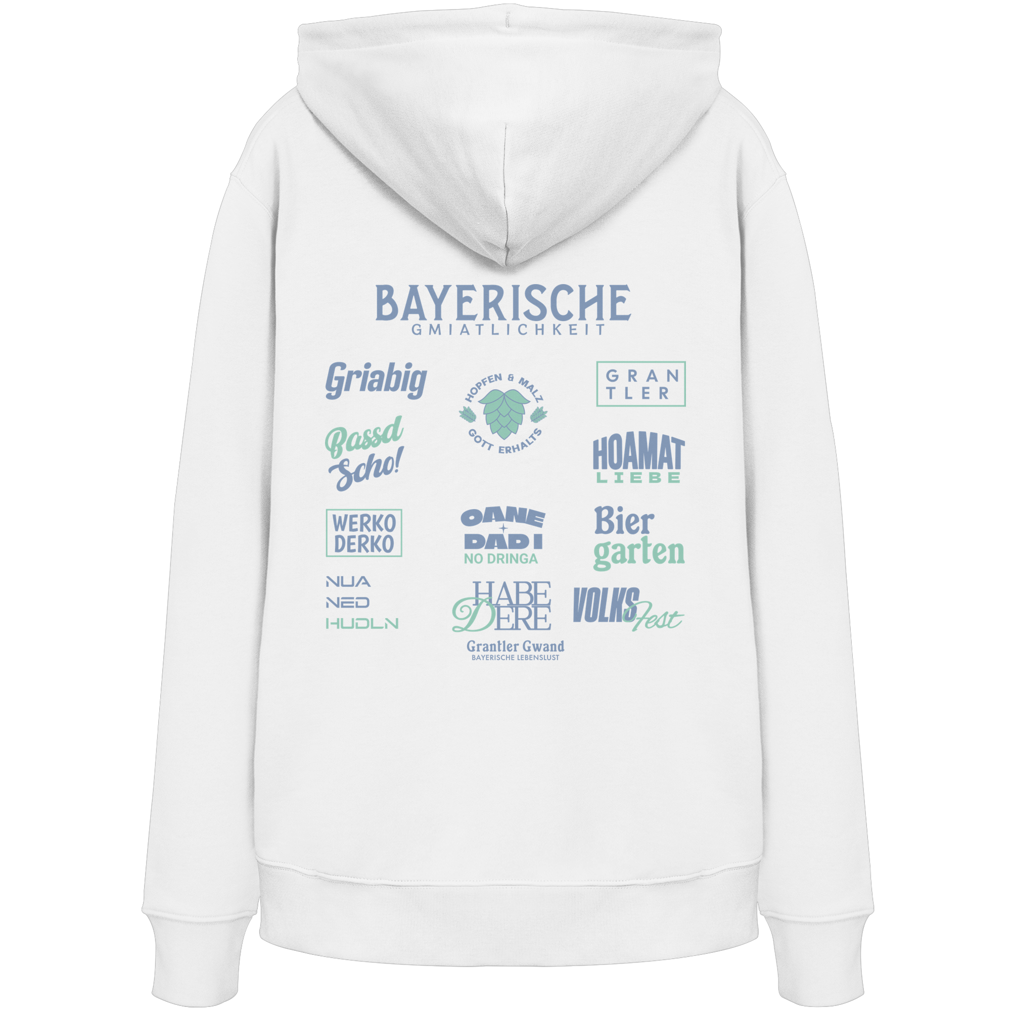 Bayerische Gmiatlichkeit - grüne Variante - Backprint - Hoodie