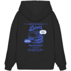 Schwarzer Oversize Hoodie mit Backprint „Resis Bavarian Diner“ – bayerischer Streetwear Hoodie mit Leberkässemmel im Retro-Diner-Design und Vintage-Print von Grantler Gwand.