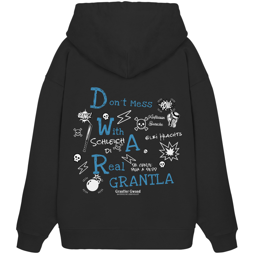 Schwarzer Oversize Hoodie mit großem Comic-Backprint „Don&