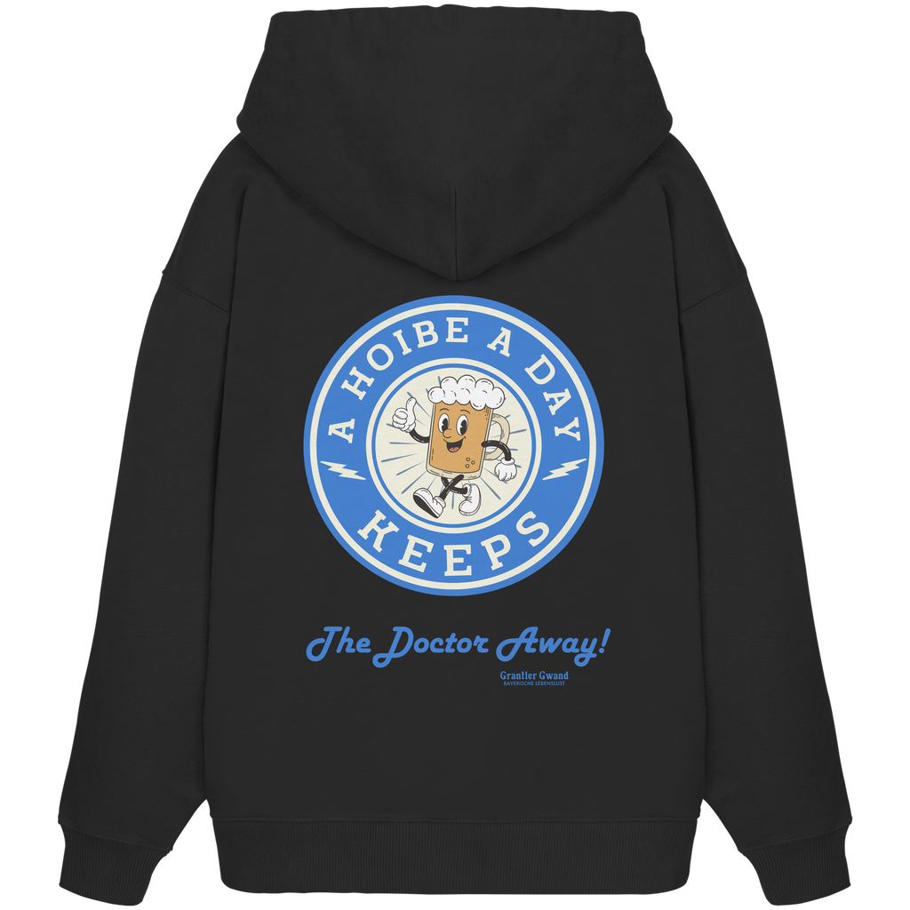 A Hoibe a Day Biermaskottchen - blaue Variante - Backprint - Oversize Hoodie