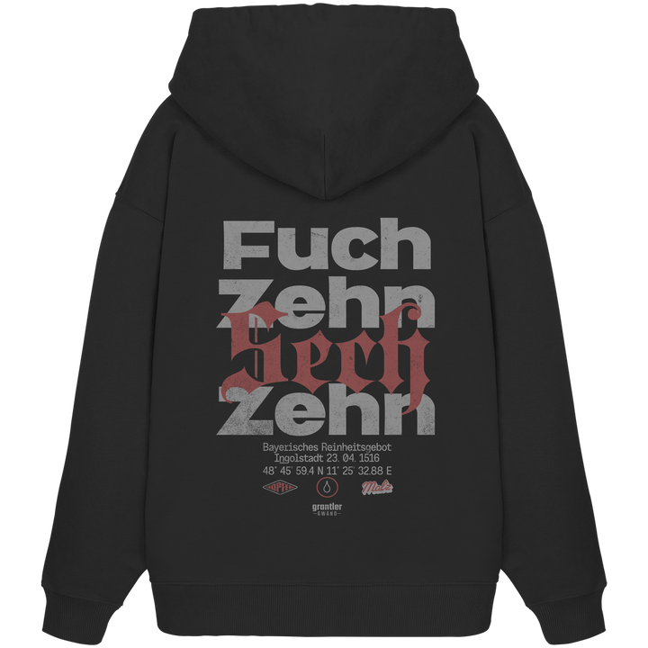 Fuchzehnsechzehn - rote Variante - Backprint - Oversize Hoodie