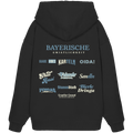 Schwarzer Oversize Hoodie mit großem Backprint "Bayerische Gmiatlichkeit" und verschiedenen bayerischen Begriffen wie Oida, Karteln, Stammdisch und Bierle Dringa von Grantler Gwand.