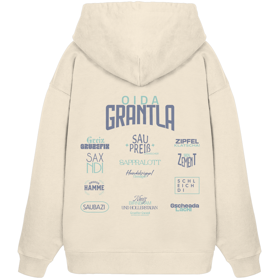 Oida Grantla - grüne Variante - Backprint - Oversize Hoodie