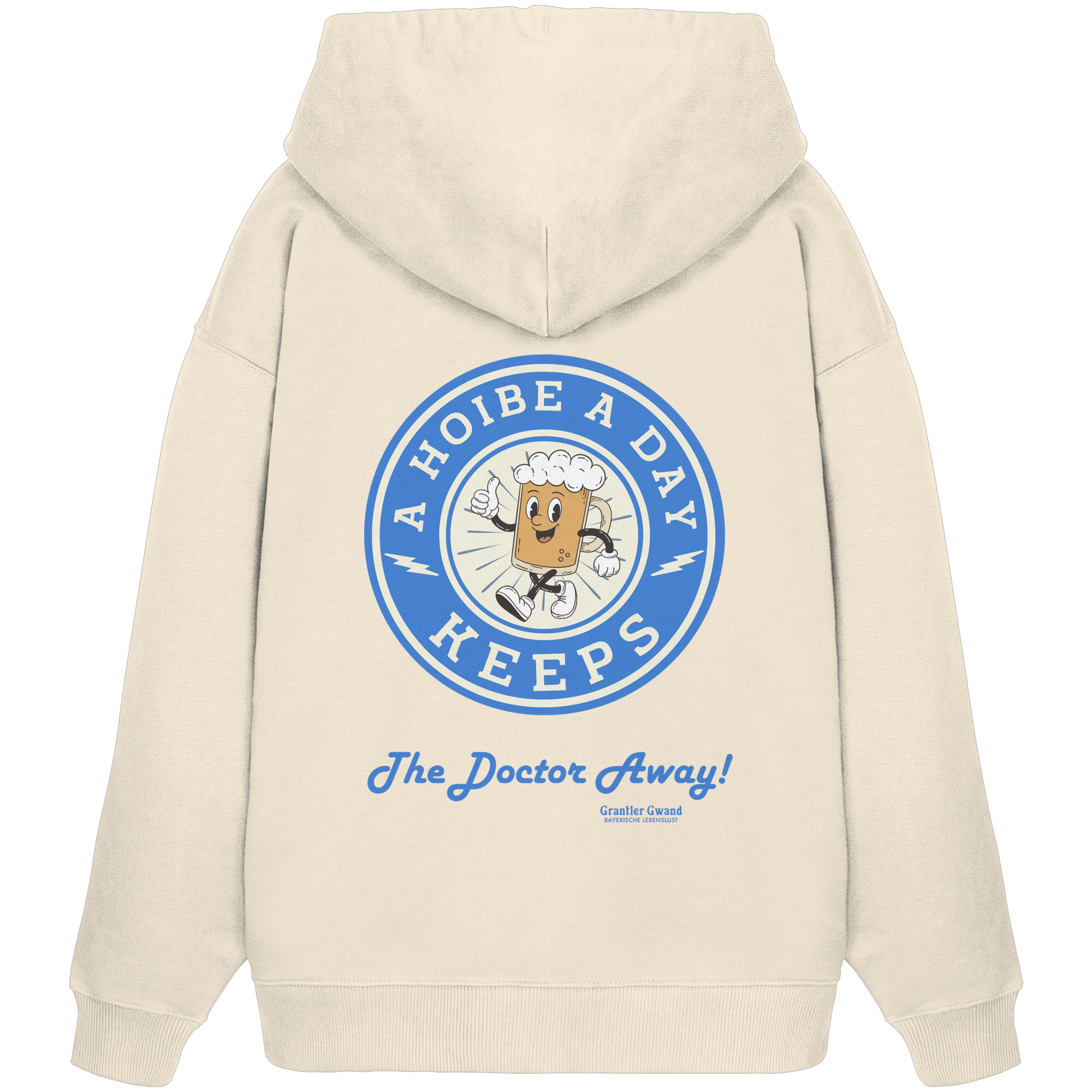A Hoibe a Day Biermaskottchen - blaue Variante - Backprint - Oversize Hoodie