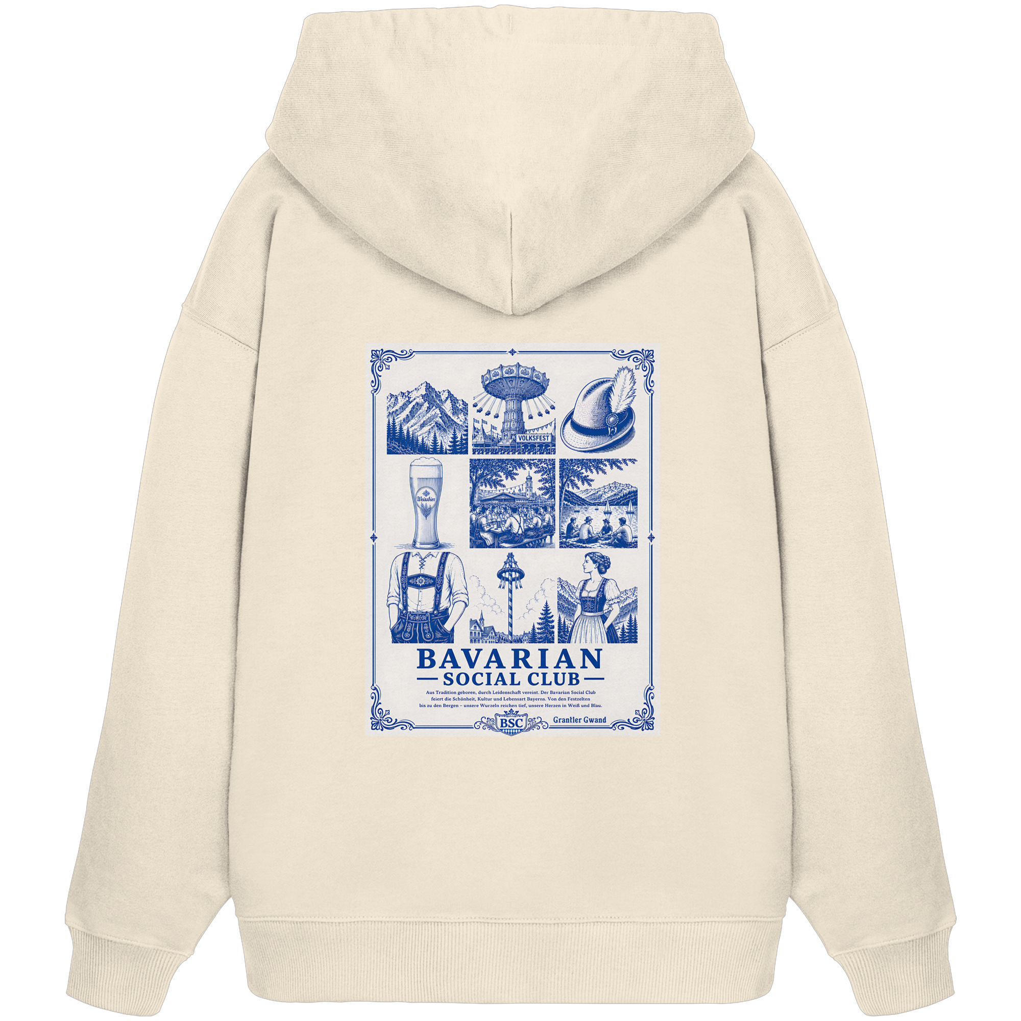 Bavarian Social Club - blaue Variante - Backprint - Oversize Hoodie