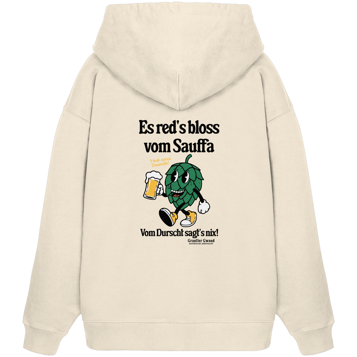 Beiger Oversize-Hoodie mit „Es red&