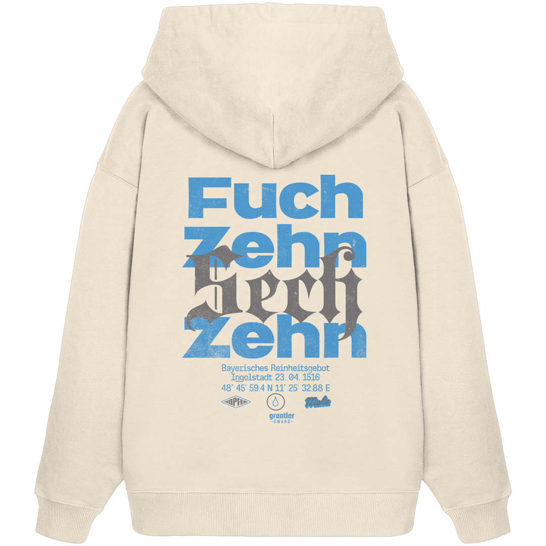 Fuchzehnsechzehn - blaue Variante - Backprint - Oversize Hoodie
