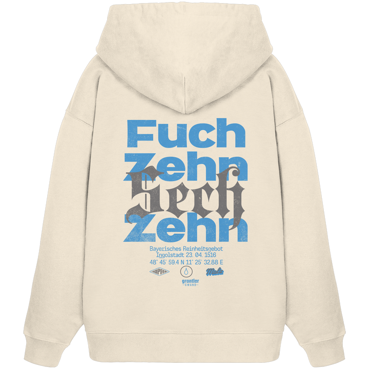 Fuchzehnsechzehn - blaue Variante - Backprint - Oversize Hoodie
