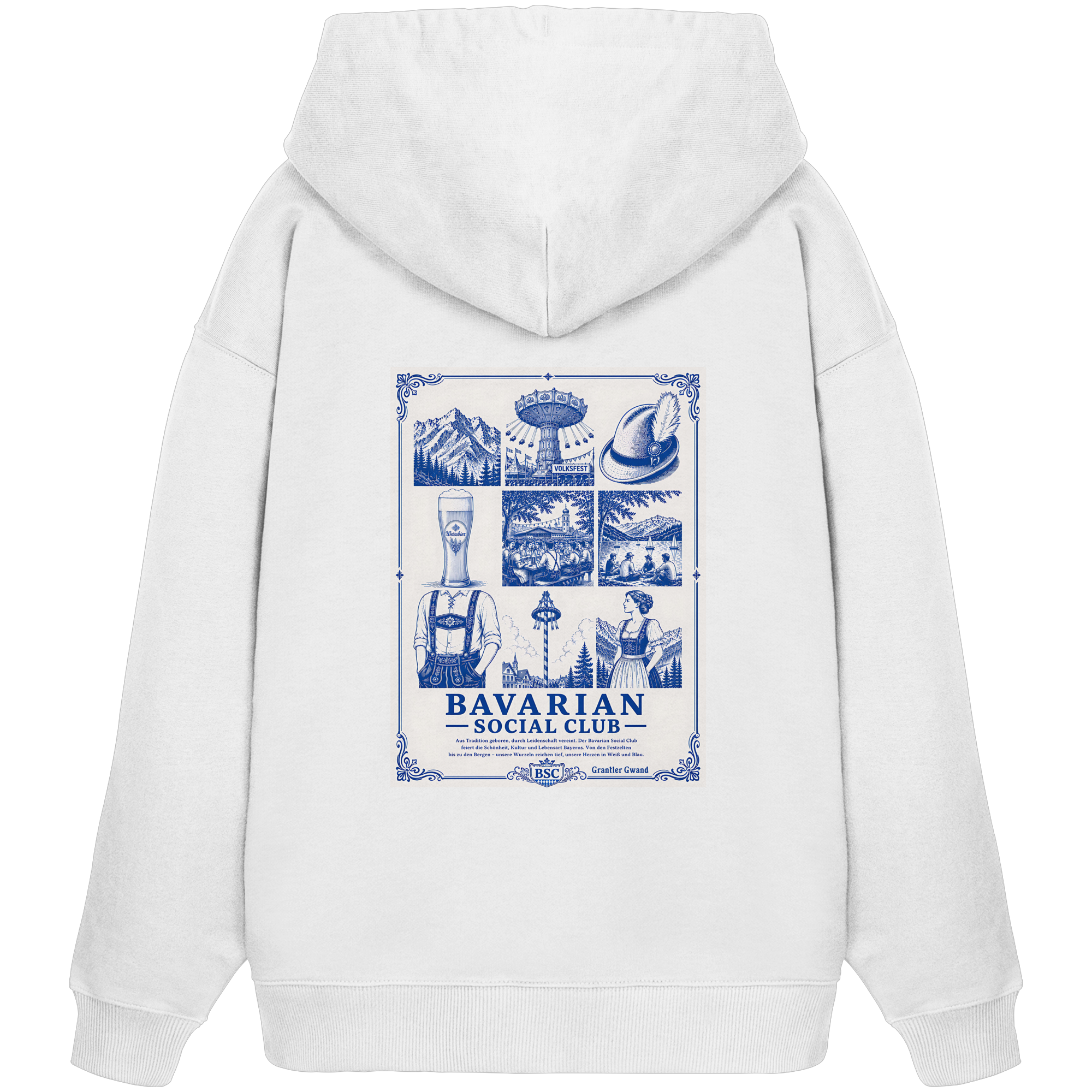 Bavarian Social Club - blaue Variante - Backprint - Oversize Hoodie