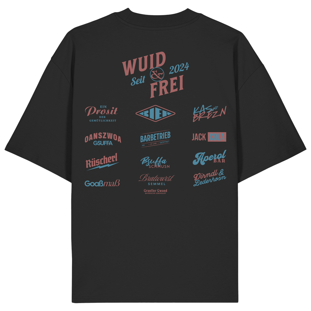 Wuid & Frei-  Rote Variante - Backprint - Oversize Shirt