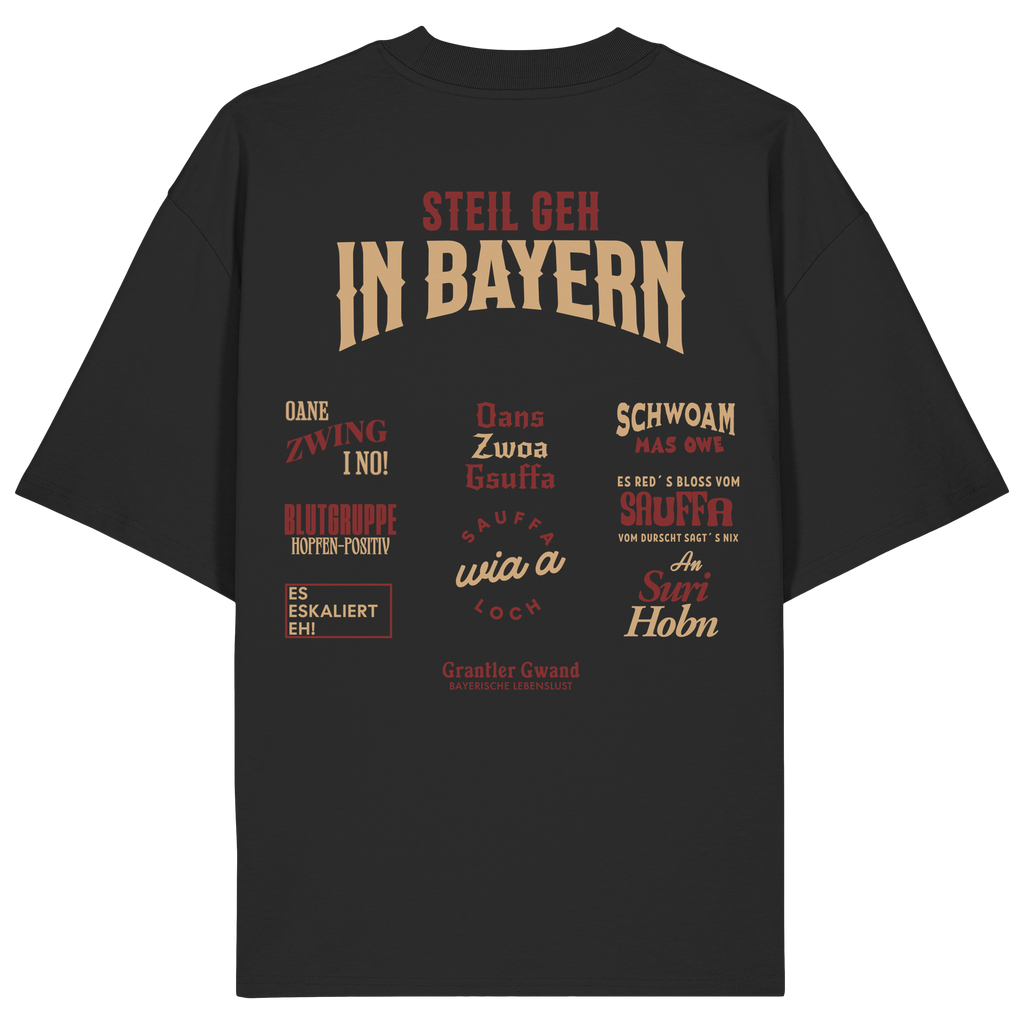 Steil geh in Bayern - rote Variante - Backprint - Oversize Shirt