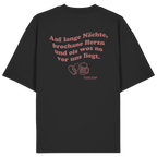 Auf lange Nächte - rote Variante - Backprint - Oversize Shirt