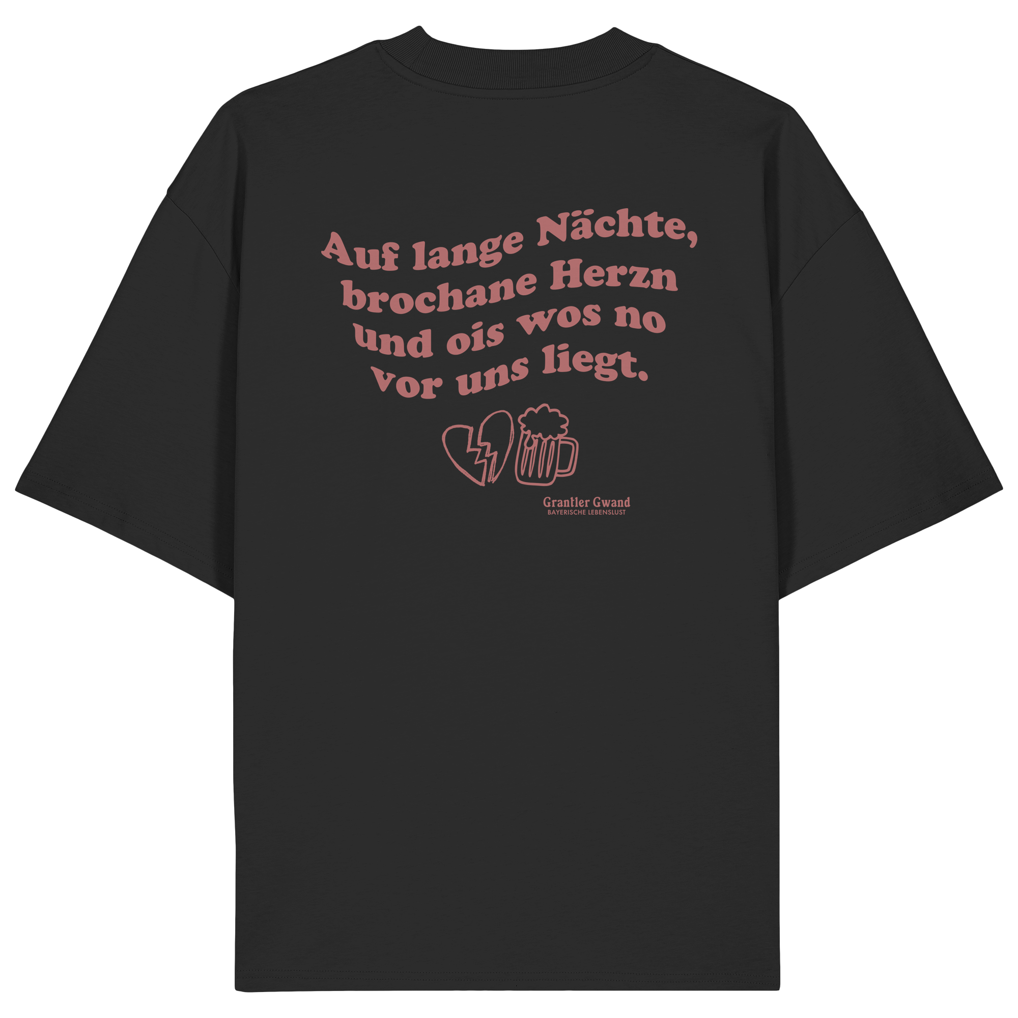 Auf lange Nächte - rote Variante - Backprint - Oversize Shirt