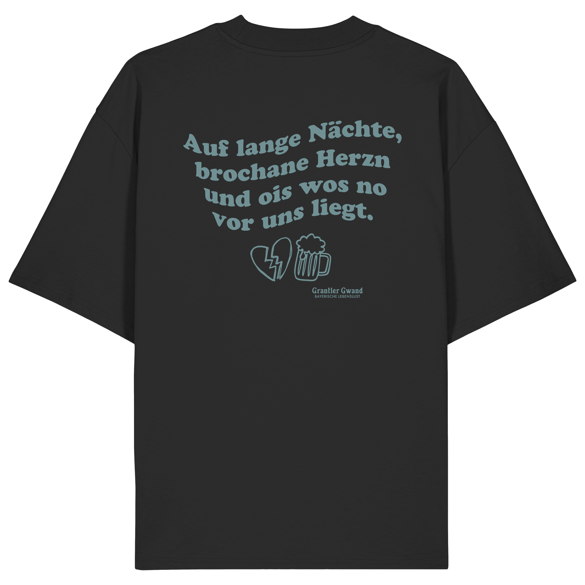Auf lange Nächte - grüne Variante - Backprint - Oversize Shirt