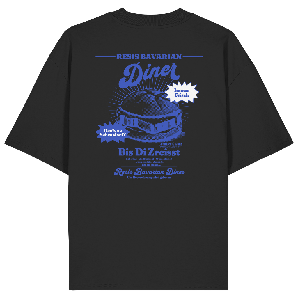 Resis Bavarian Diner - blaue Variante - Backprint - Oversize Shirt