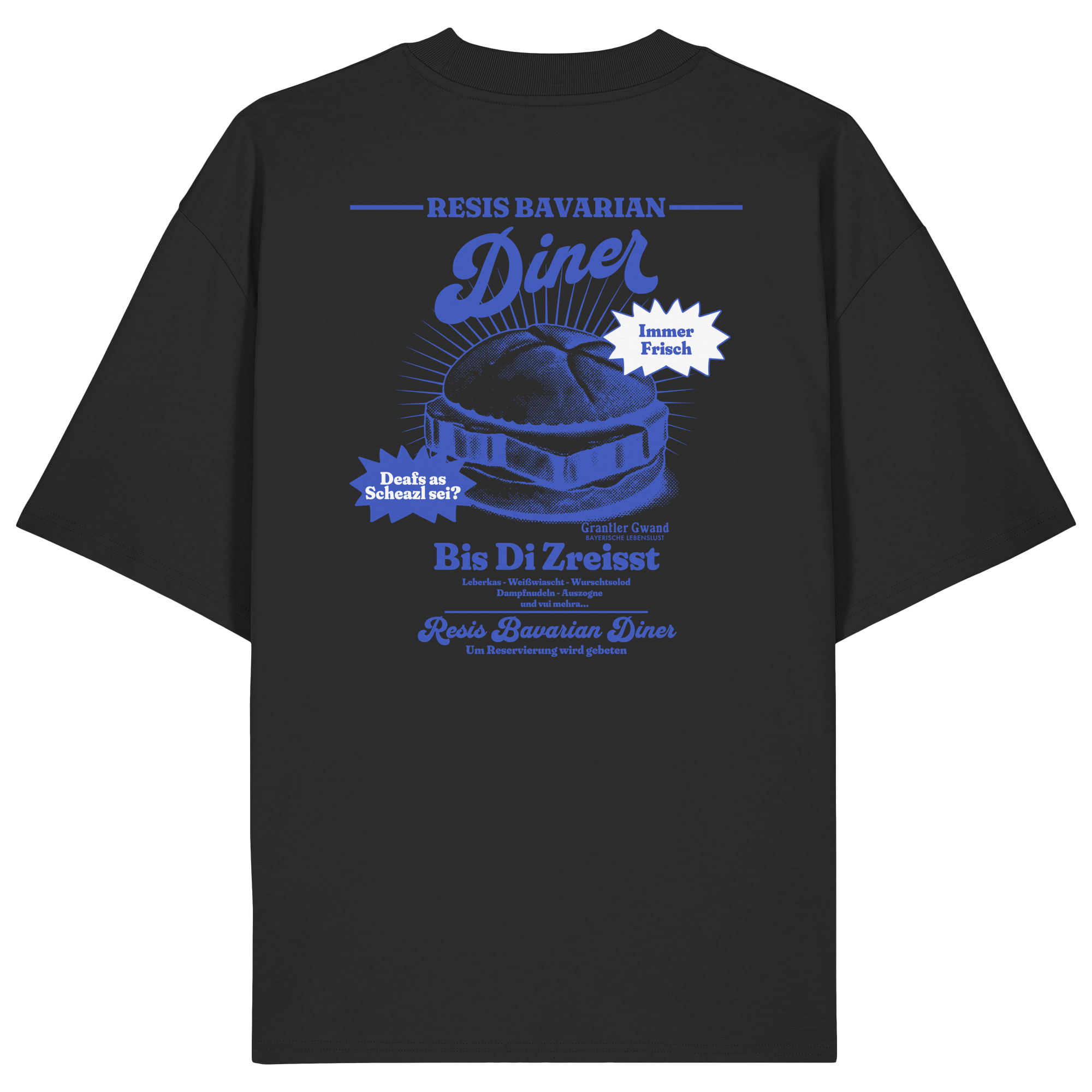 Resis Bavarian Diner - blaue Variante - Backprint - Oversize Shirt