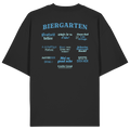 Schwarzes Oversize Shirt mit blau-grünem Biergarten“-Rückendruck im Retro-Design – hochwertiger  Hoodie von Grantler Gwand.