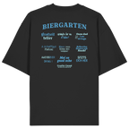 Schwarzes Oversize Shirt mit blau-grünem Biergarten“-Rückendruck im Retro-Design – hochwertiger  Hoodie von Grantler Gwand.