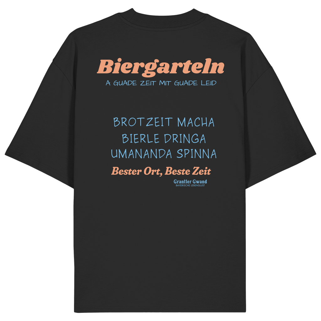 Biergarteln - orangene Variante - Backprint - Oversize Shirt