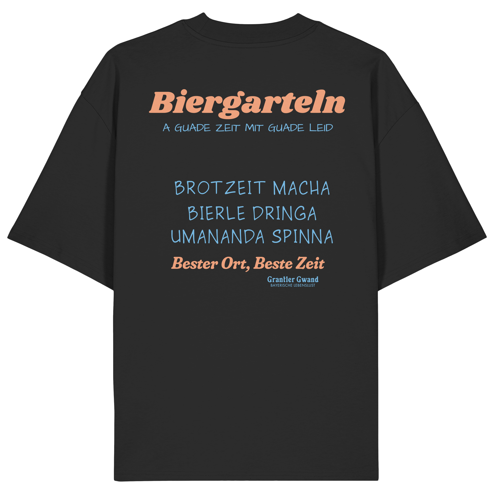 Biergarteln - orangene Variante - Backprint - Oversize Shirt