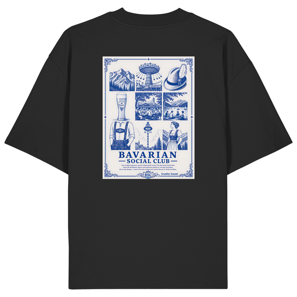 Bavarian Social Club - blaue Variante - Backprint - Oversize Shirt