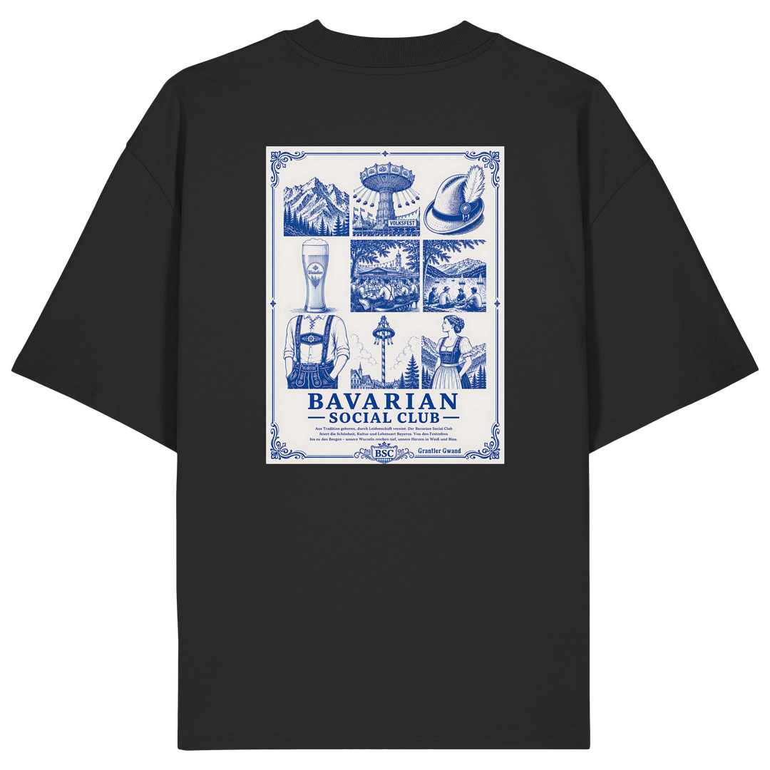 „Schwarzes Oversize T-Shirt mit blauem &
