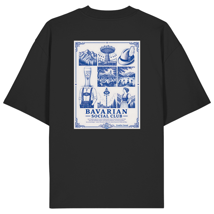 „Schwarzes Oversize T-Shirt mit blauem &