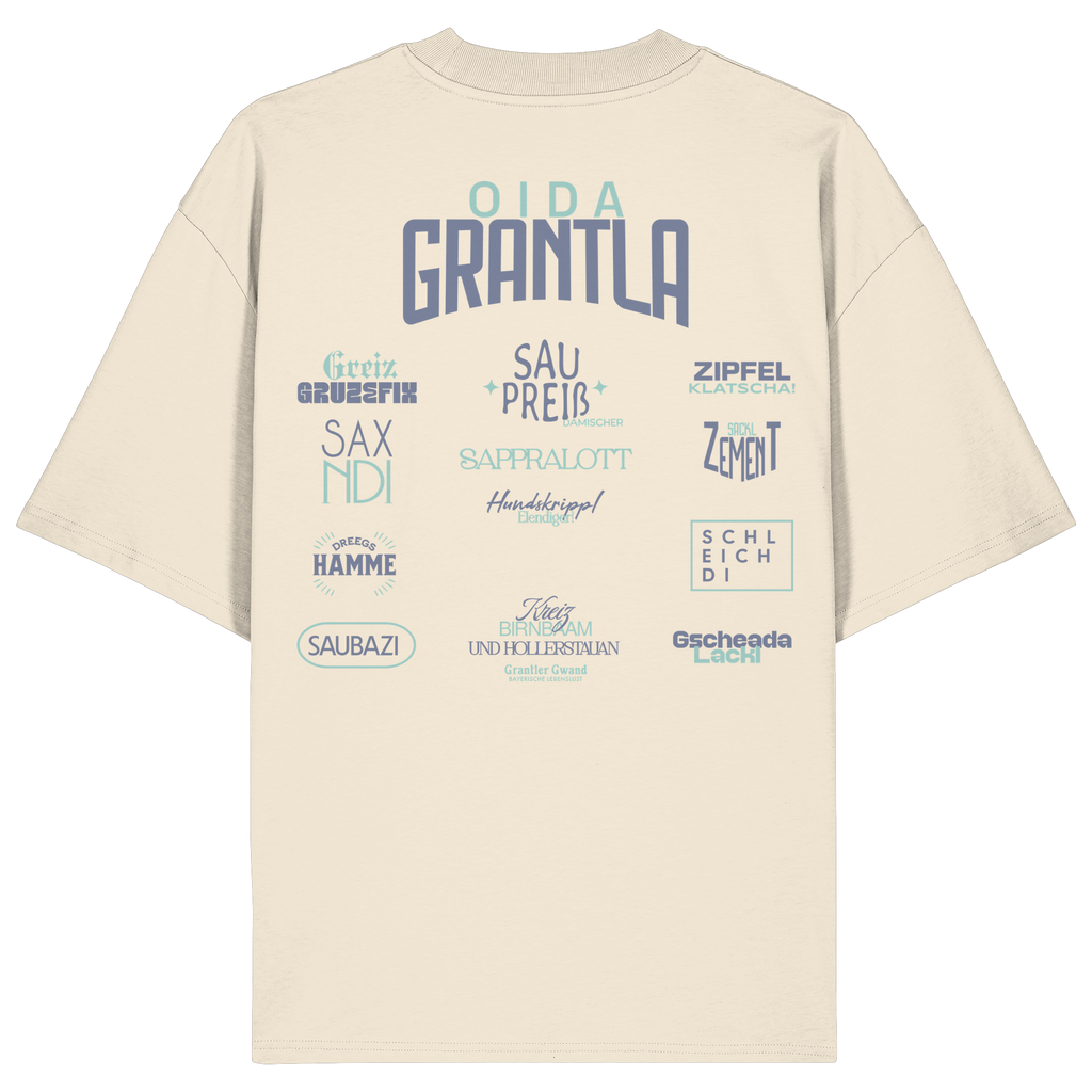 Oida Grantla - grüne Variante - Backprint - Oversize Shirt