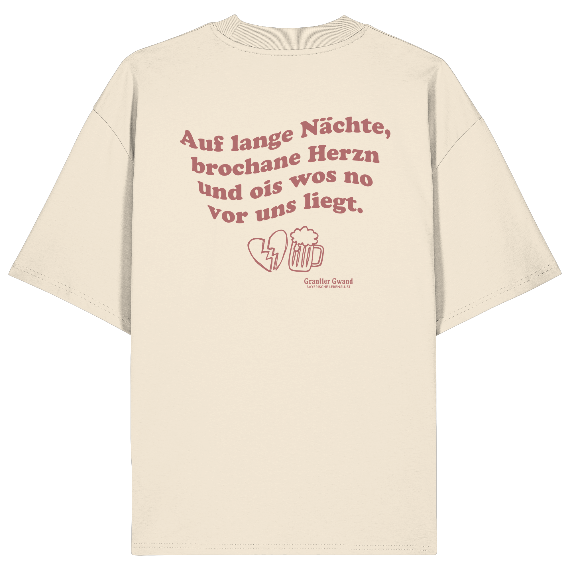 Auf lange Nächte - rote Variante - Backprint - Oversize Shirt