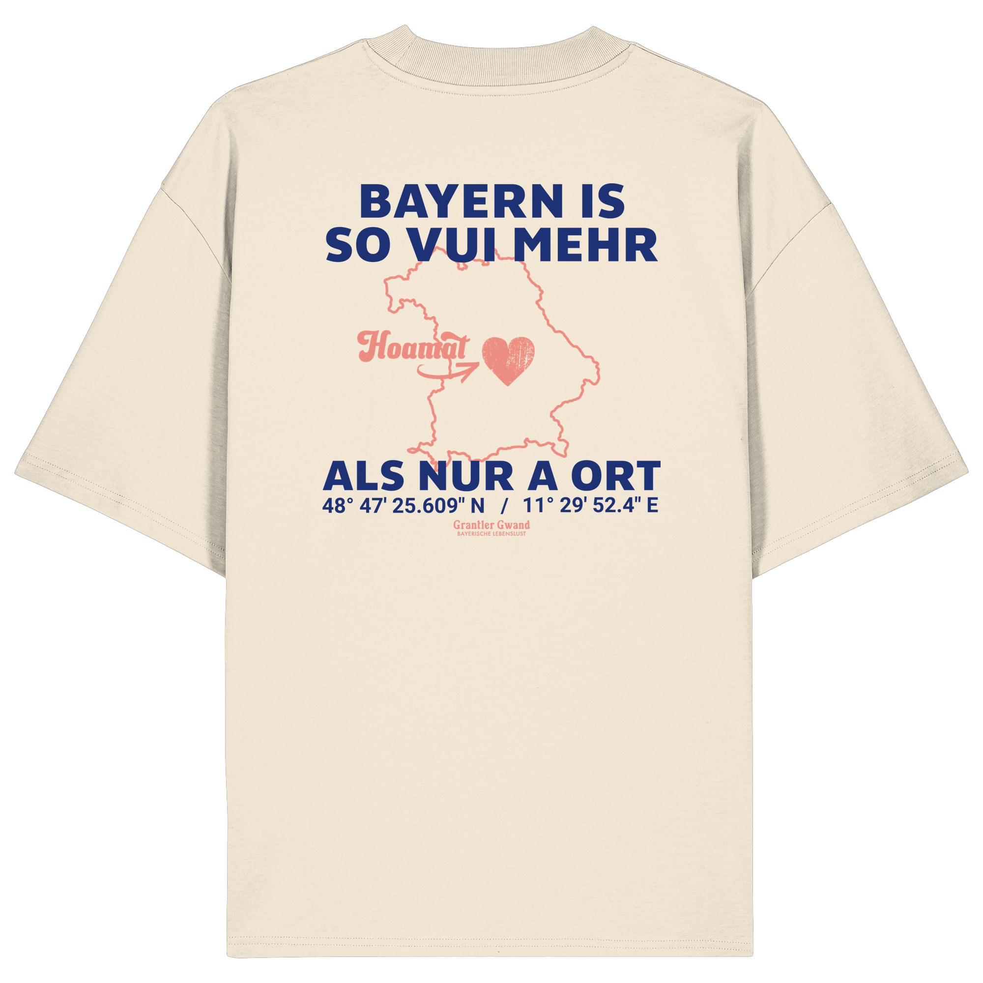 Bayern im Herzen - blaue Variante - Backprint - Oversize Shirt