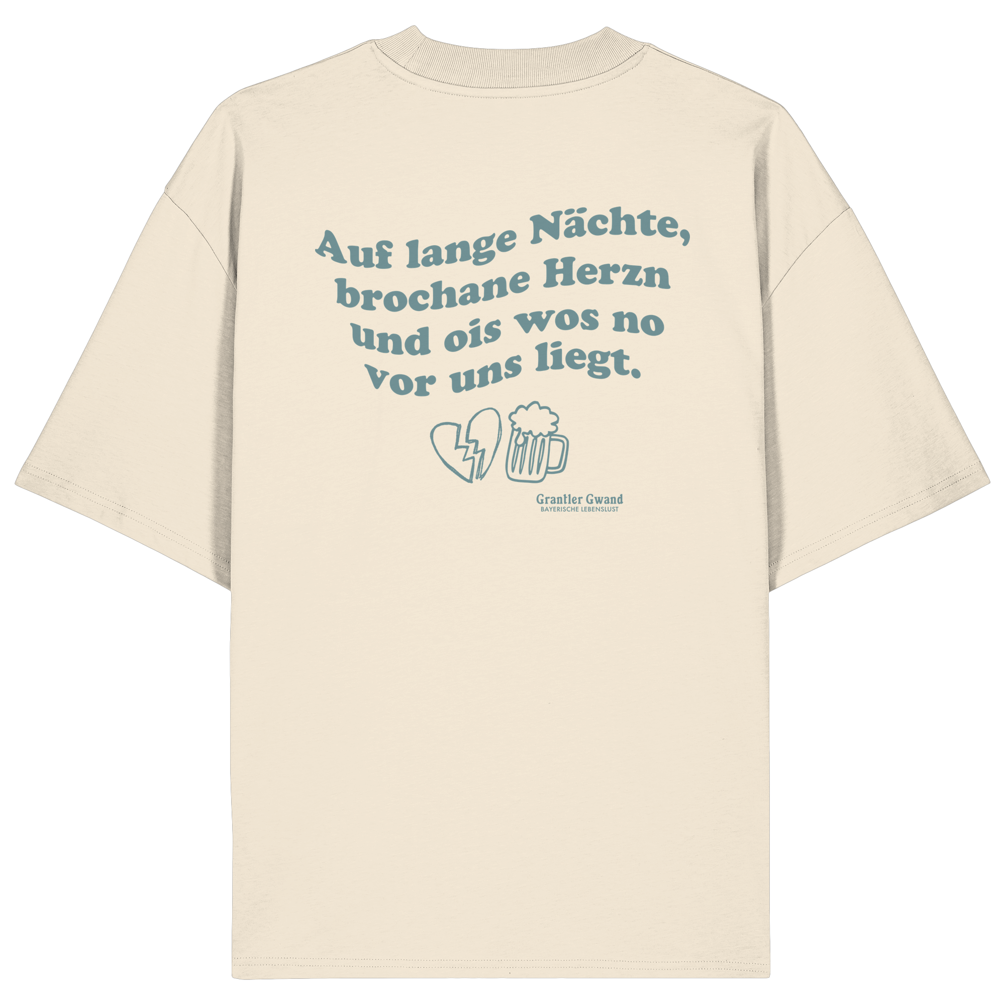 Auf lange Nächte - grüne Variante - Backprint - Oversize Shirt