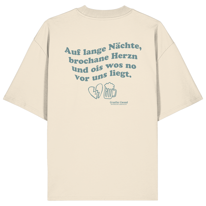 Auf lange Nächte - grüne Variante - Backprint - Oversize Shirt
