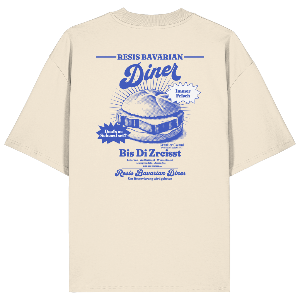 Resis Bavarian Diner - blaue Variante - Backprint - Oversize Shirt