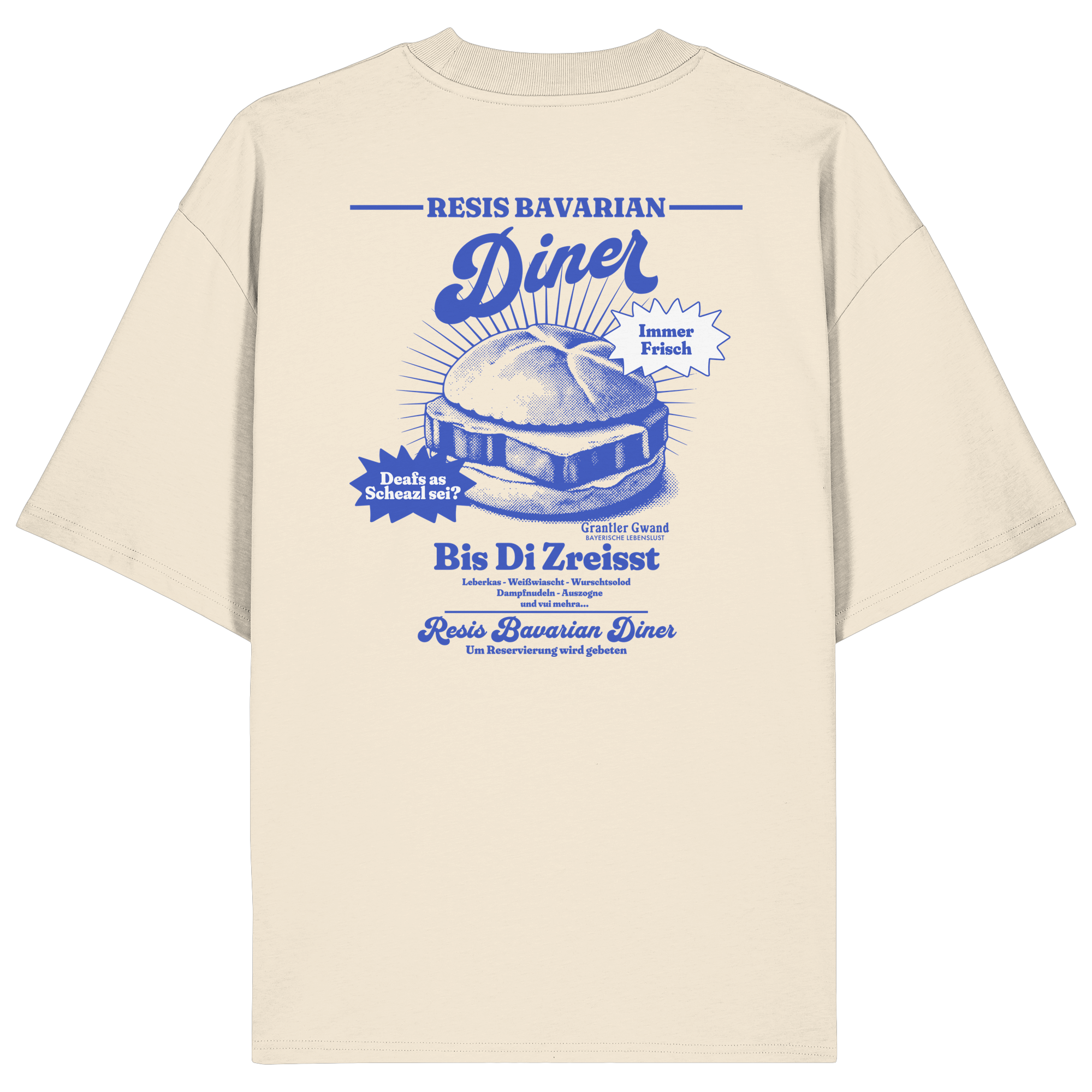 Resis Bavarian Diner - blaue Variante - Backprint - Oversize Shirt